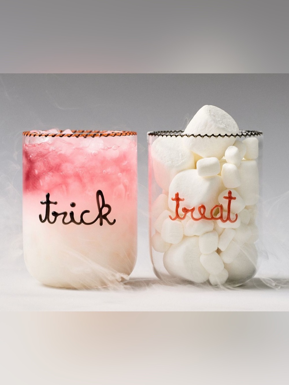 Set of 2 Anthropologie Trick Treat Love Note Icon juice glasses
